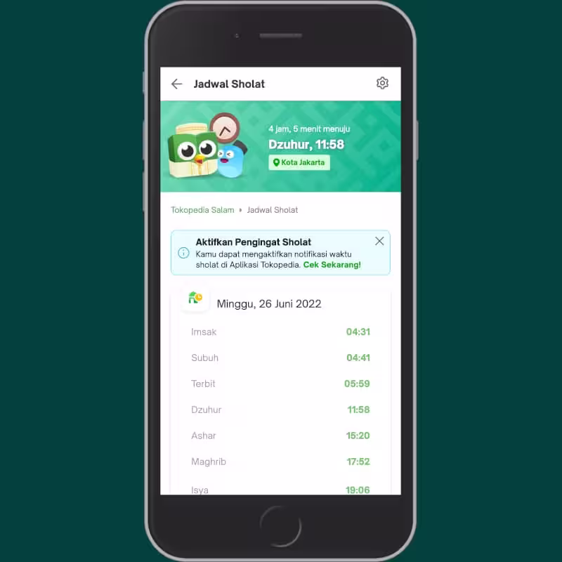 Tokopedia Prayer Times